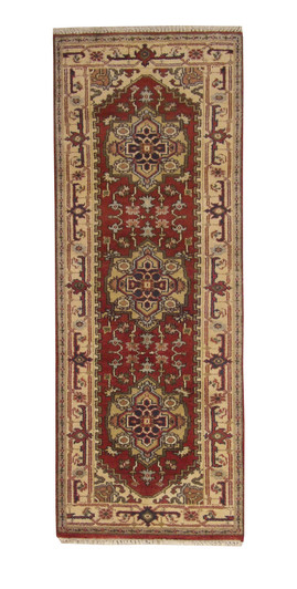 Tribal Indo Heriz Wool Hand Knotted 2.8x7.2 -w20302