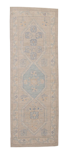 Oushak Whitewash Chobie Wool Hand Knotted 2.11x8.9 -w20351