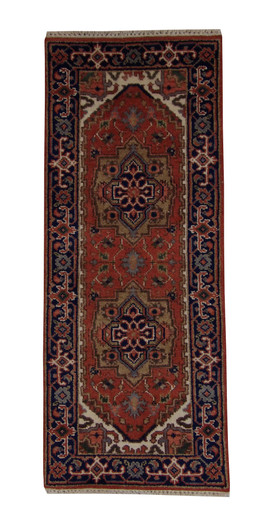 Tribal Indo Heriz Wool Hand Knotted 2.5x6.0 -w20298