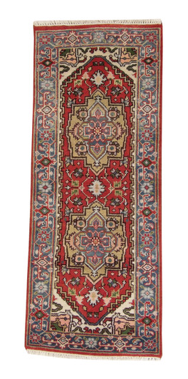 Tribal Indo Heriz Wool Hand Knotted 2.5x6.1 -w20304
