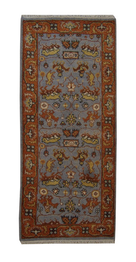 Tribal Indo Heriz Wool Hand Knotted 2.7x6.0 -w20313