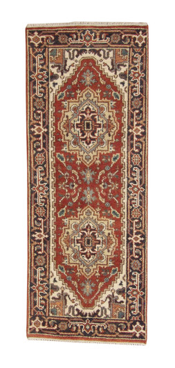 Tribal Indo Heriz Wool Hand Knotted 2.4x6.1 -w20317
