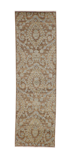 Transitional Suzani Design Chobie Wool Hand Knotted Rug 3.0x9.11 -w2107
