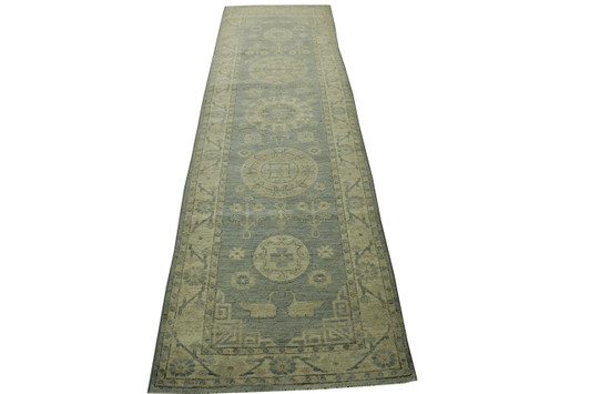 Oushak White wash Chobie Wool Hand Knotted Rug 2.9x10.3 -w5077