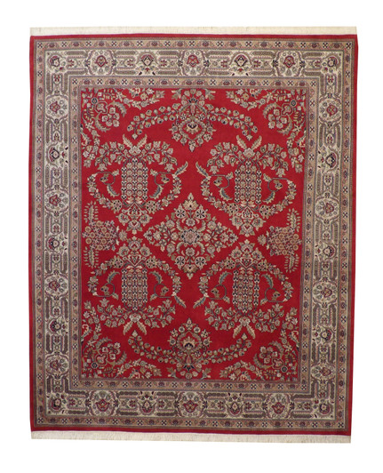 Traditional Sharokh Design Wool Hand Knotted Rug 8x10 -w2271