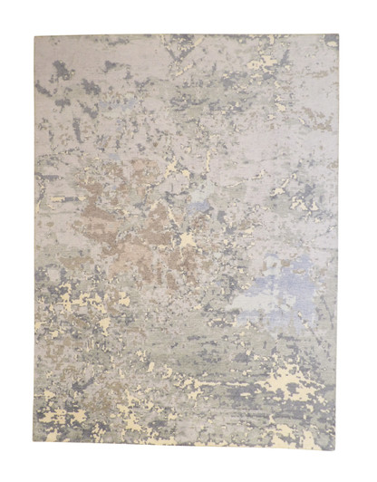 Modern Abstract Distress Design Viscose Hand knotted Rug 9x12 -w2336