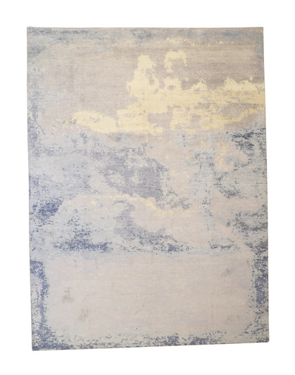 Modern Abstract Distress Design Viscose Hand knotted Rug 9x12 -w2340