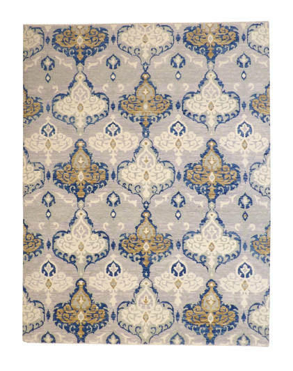 Tribal Ikat Design Wool Hand knotted Rug 9x12 - w2159