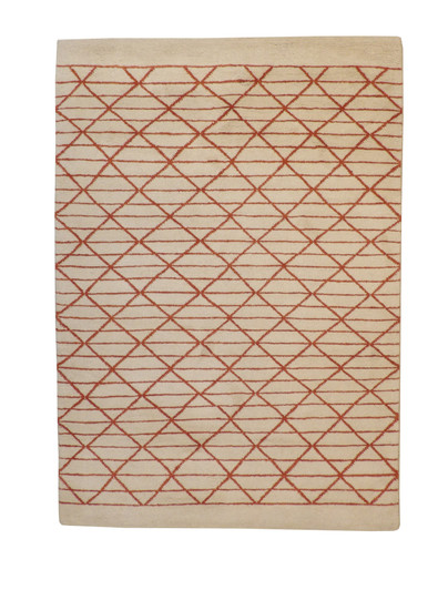 Tribal Moroccan Diamond Pattern Wool Hand Knotted Rug 6X9 - w2285