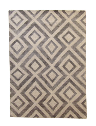 Modern Diamond Design Wool/silk Hand Knotted Rug 5.0X8.0 - w2046