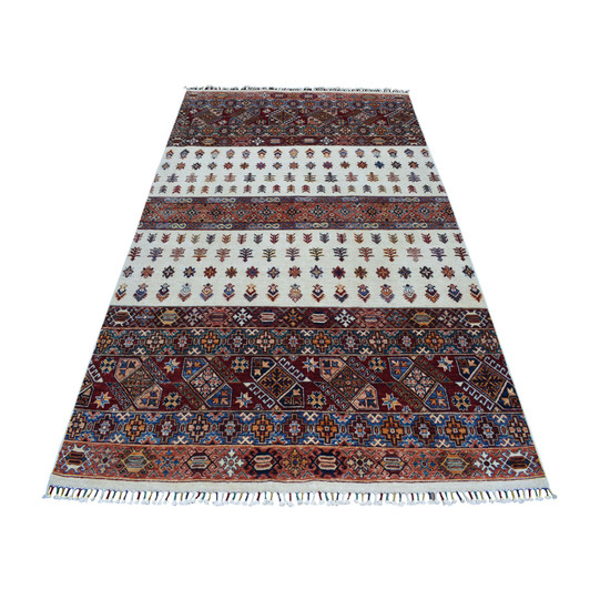 Kazak Wool Hand Knotted Rug Ivory No Border 5.7X8.4 -O052764