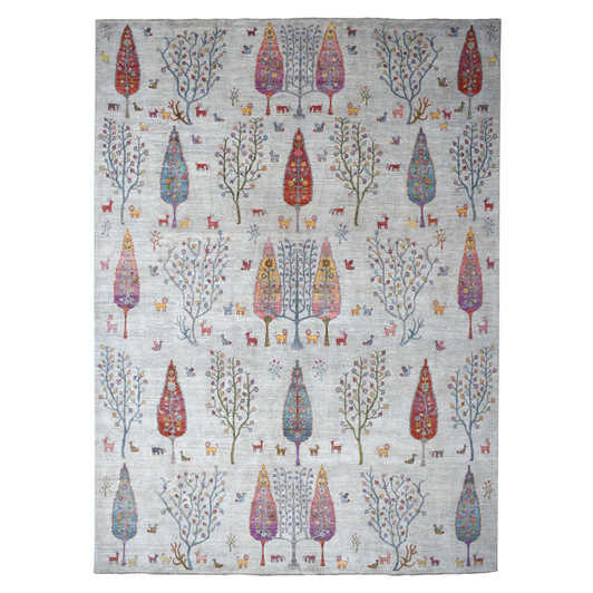 Transitional Wool Hand Knotted Rug Grey Feather Gray 11.7X14.8 -O054281