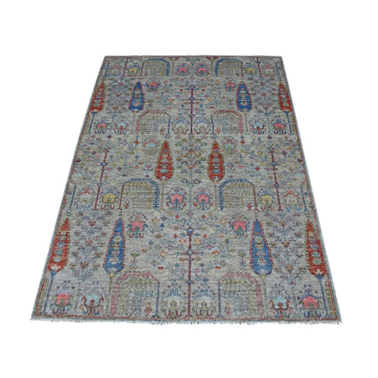 Oushak And Peshawar Wool Hand Knotted Rug Grey Grey 3.9X5.8 -O054131