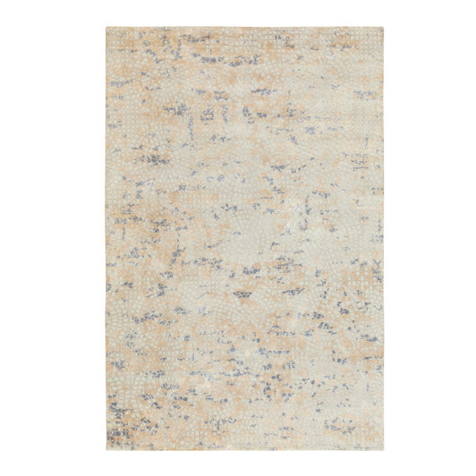 Modern and Contemporary Wool & Silk Hand Knotted Rug Ivory No Border 5.10X9.0 -O058645