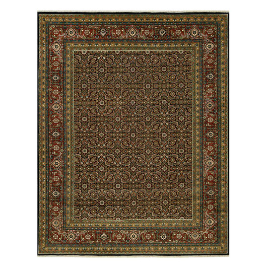 Fine Oriental Wool Hand Knotted Rug Black Red 7.10X10.0 -O090444