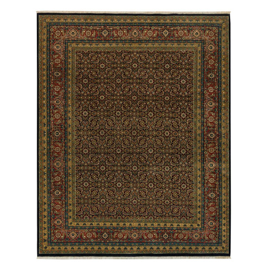 Fine Oriental Wool Hand Knotted Rug Black Red 8.1X10.1 -O065938