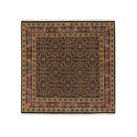 Fine Oriental Wool Hand Knotted Rug Black Sangria Red 4.11X5.0 -O065801