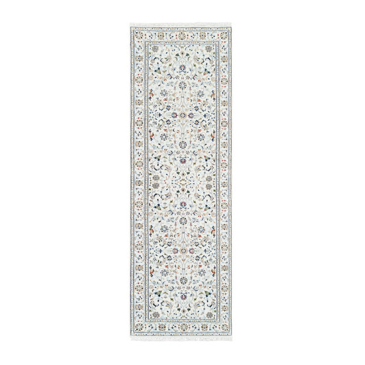Fine Oriental Wool Hand Knotted Rug Ivory Ivory 2.8X8.0 -O062707