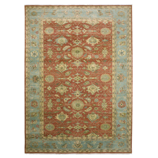 Fine Oriental Wool Hand Knotted Rug Red Blue 9.10X15.4 -O075228