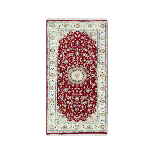 Fine Oriental Wool Hand Knotted Rug Red Ivory 2.4X4.9 -O090516