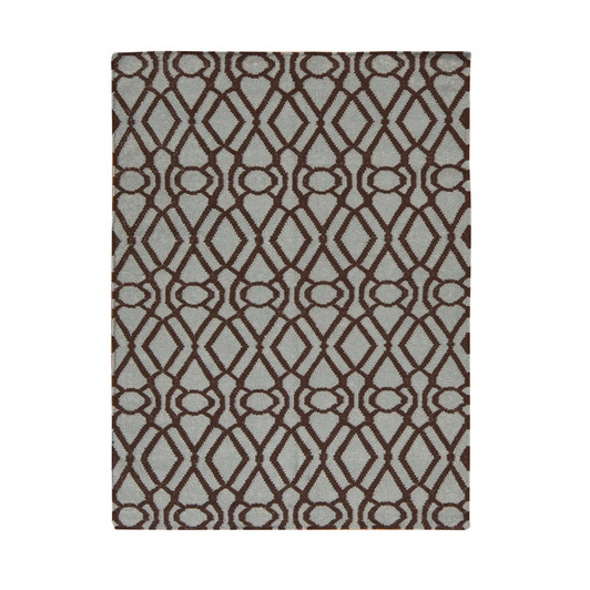 Flat Weave Wool Hand Woven Rug Green No Border 4.3X5.10 -O087901