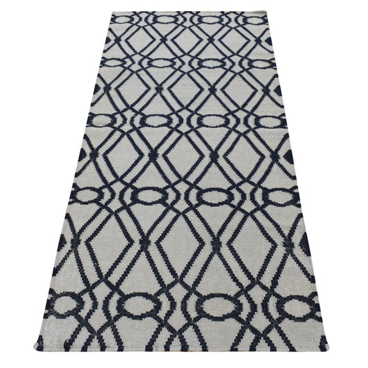 Flat Weave Wool Hand Woven Rug Grey No Border 2.9X6.0 -O087834