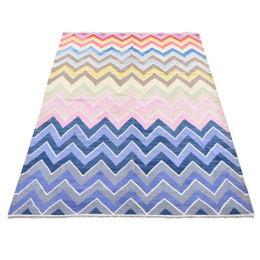 Flat Weave Wool Hand Woven Rug Pink No Border 5.9X8.0 -O080553