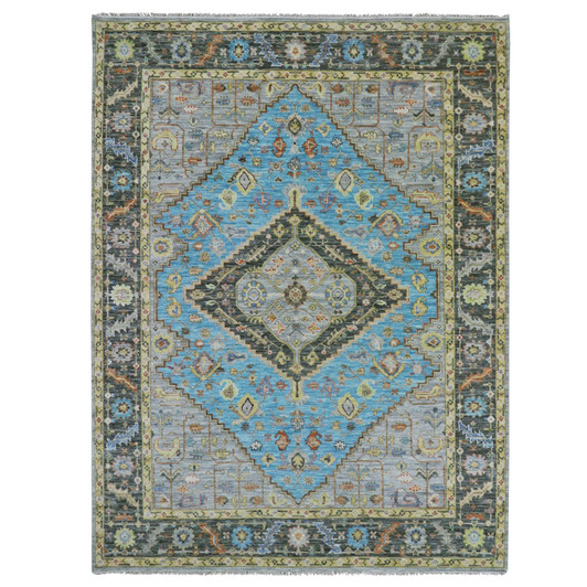 Heriz Wool Hand Knotted Rug Blue Black 9.3X12.5 -O079933