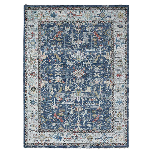 Heriz Wool Hand Knotted Rug Blue Gray 8.10X11.10 -O084905