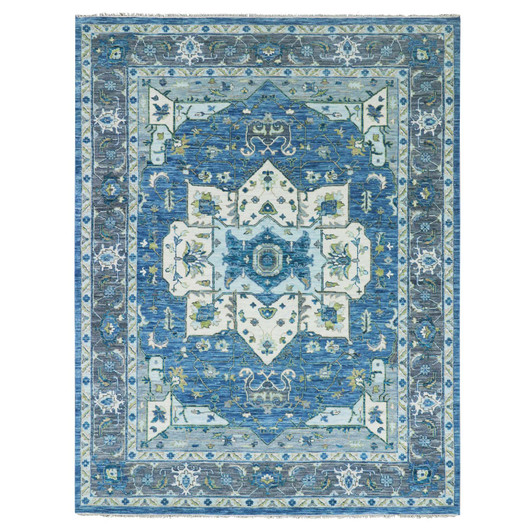 Heriz Wool Hand Knotted Rug Blue Gray 9.2X12.0 -O079928