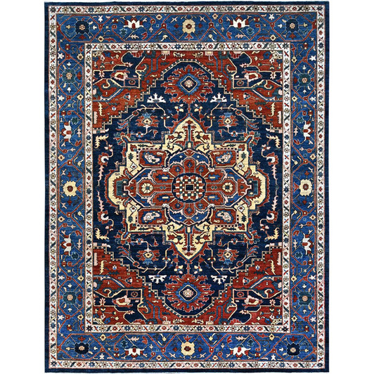 Heriz Wool Hand Knotted Rug Blue Imperial Blue 9.2X11.8 -O086510