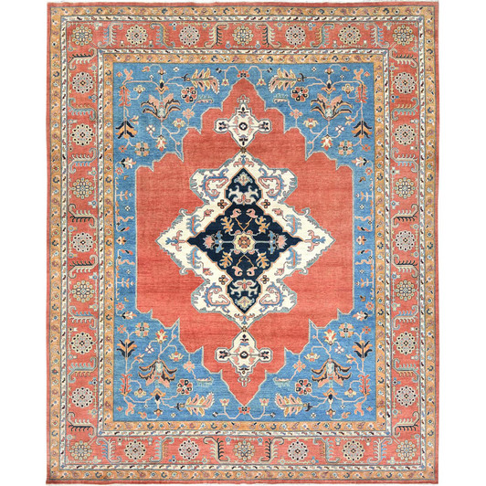 Heriz Wool Hand Knotted Rug Blue Red 12.0X14.7 -O085024