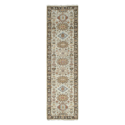 Heriz Wool Hand Knotted Rug Grey Brown 2.7X10.0 -O084715