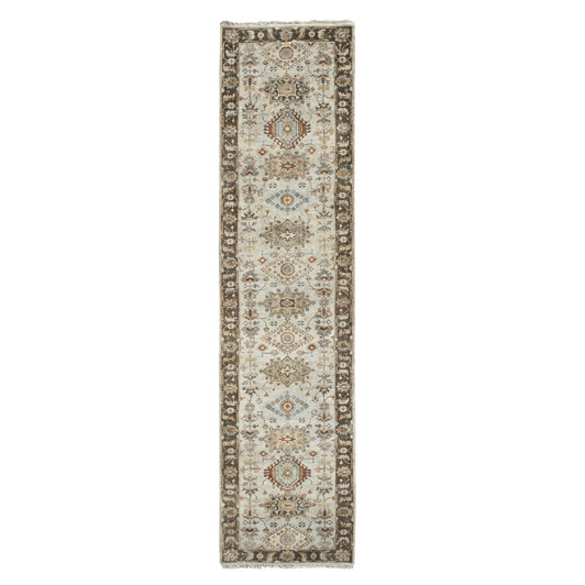 Heriz Wool Hand Knotted Rug Grey Taupe Brown 2.8X12.0 -O084785