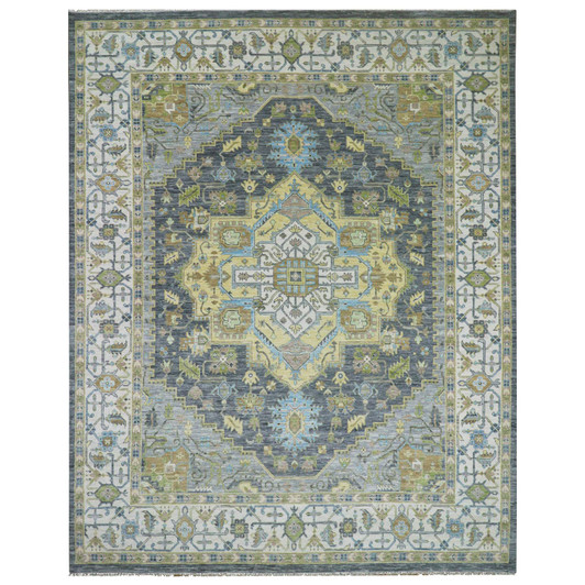 Heriz Wool Hand Knotted Rug Grey White 11.10X14.9 -O079912