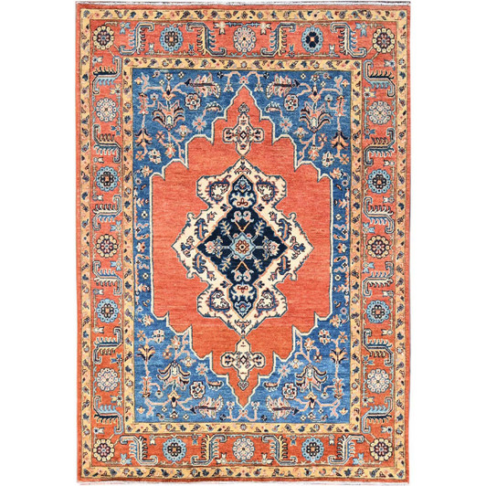 Heriz Wool Hand Knotted Rug Orange Orange 4.9X6.6 -O086384