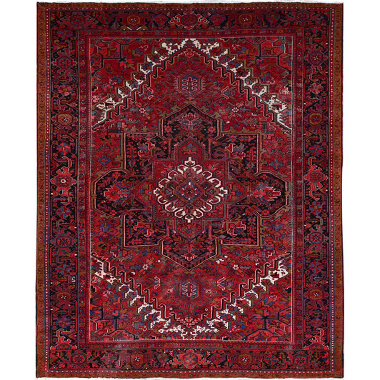 Heriz Wool Hand Knotted Rug Red Black 9.8X12.3 -O0166
