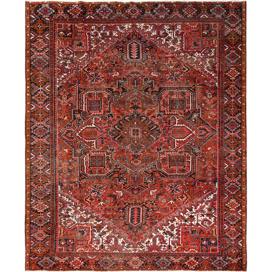 Heriz Wool Hand Knotted Rug Red Chocolate Brown 10.0X12.5 -O085384