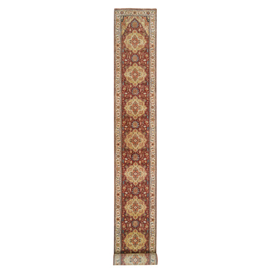 Heriz Wool Hand Knotted Rug Red Cream 2.6X23.10 -O065495