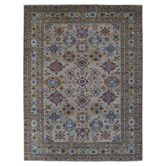 Kazak Wool Hand Knotted Rug Beige Beige 9.0X11.9 -O068154