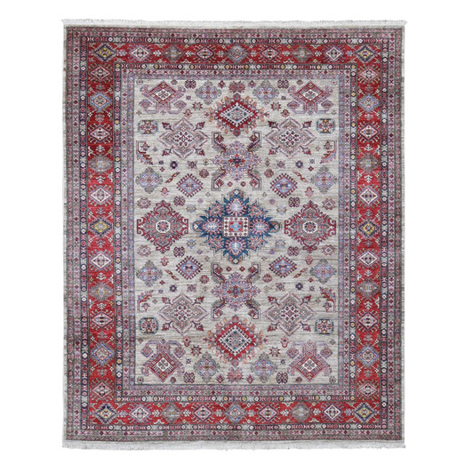 Kazak Wool Hand Knotted Rug Beige Red 8.4X10.2 -O080323