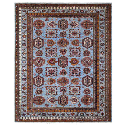 Kazak Wool Hand Knotted Rug Blue Gray 8.3X9.8 -O088913