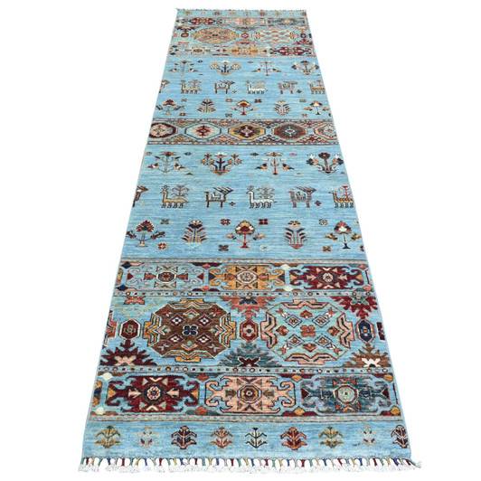 Kazak Wool Hand Knotted Rug Blue No Border 2.9X9.10 -O072853