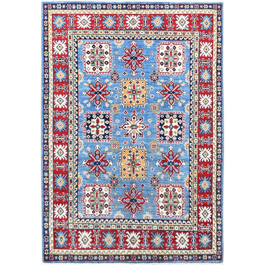 Kazak Wool Hand Knotted Rug Blue Red 4.8X6.10 -O086818