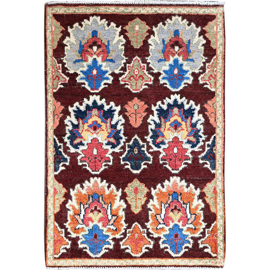 Kazak Wool Hand Knotted Rug Brown Ivory 2.0X2.11 -O086225