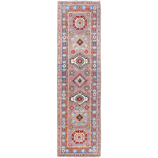 Kazak Wool Hand Knotted Rug Grey Blue 2.6X9.2 -O086290