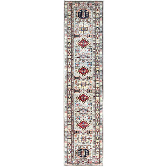 Kazak Wool Hand Knotted Rug Grey Grey 2.8X11.9 -O0129