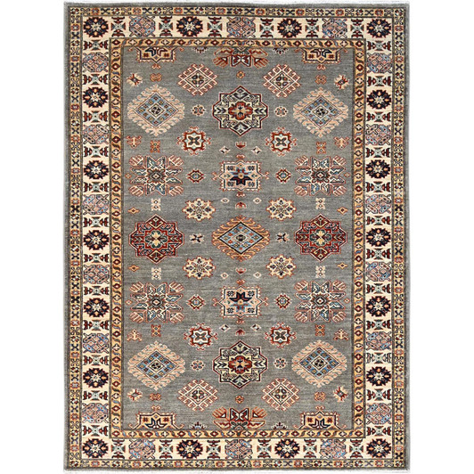 Kazak Wool Hand Knotted Rug Grey Ivory 4.10X6.6 -O086570