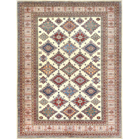 Kazak Wool Hand Knotted Rug Ivory Beige 9.3X12.0 -O082380