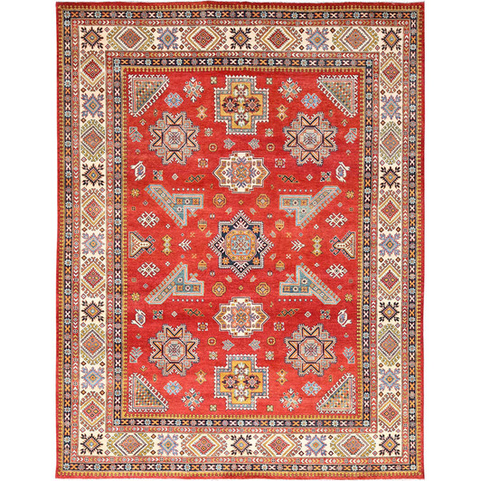 Kazak Wool Hand Knotted Rug Red Beige 9.1X12.0 -O085413